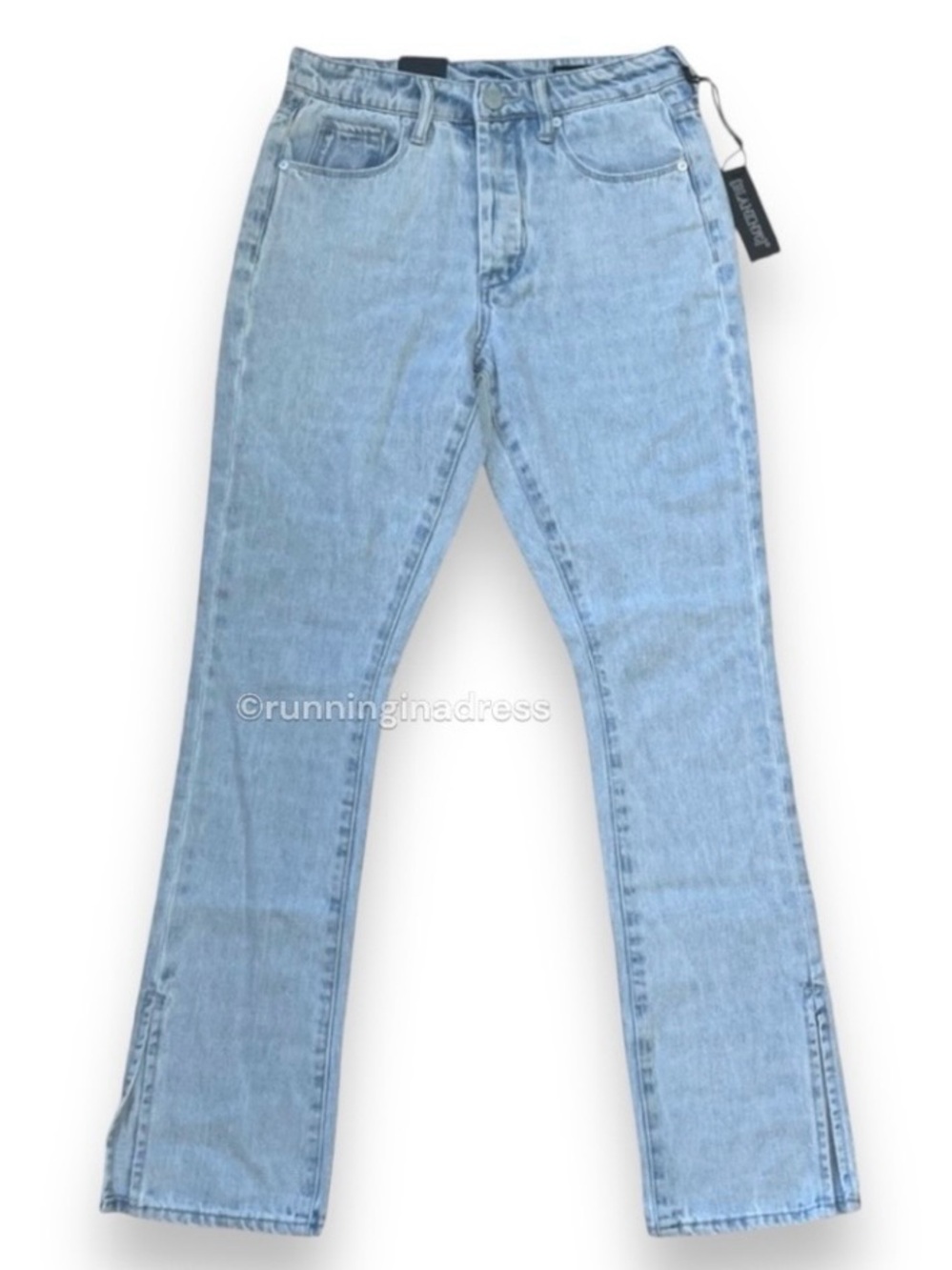 NWT BLANKNYC The Lexington Slim Straight Leg Slit Hem Jeans 25 Light Wash Size 2